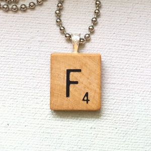 1953 “F” Scrabble® Tile Initial Pendant Necklace